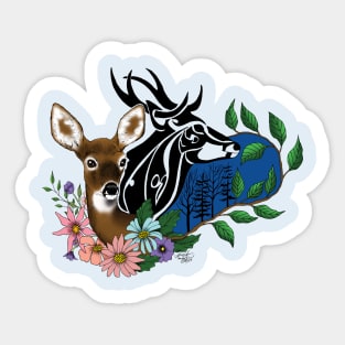 Doe and Buck Deer Sticker